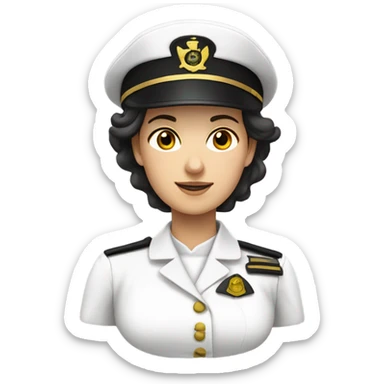German Ship Captain Woman white Uniform dark hair sticker