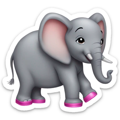 cute elephant with heels shoes  sticker