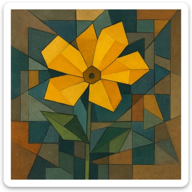 yellow flower in cubist abstraction style sticker