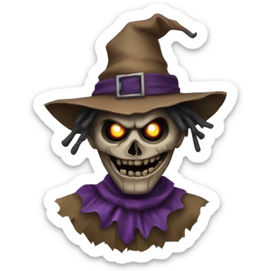 Realistic evil scarecrow with purple eyes  sticker