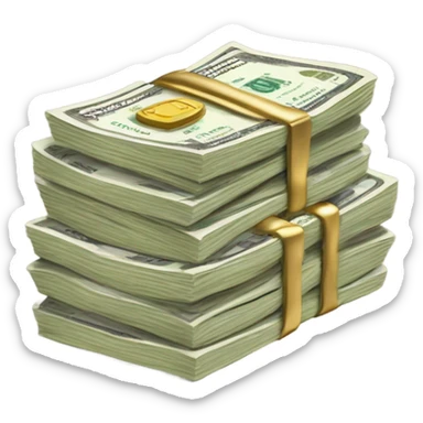 10k stack of cash with gold band sticker