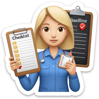 Emoji-style character holding clipboard with checklist: “1. Know baseline 2. Track 30 days 3. Play offense”, background with upward financial graph sticker