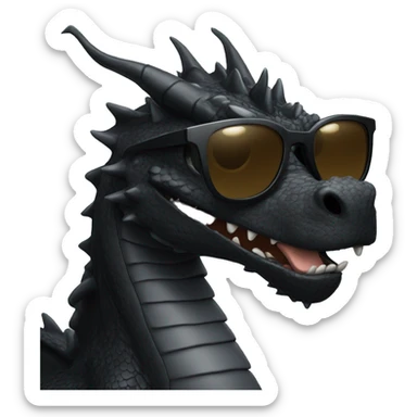 Big black Dragon  with sunglasses sticker