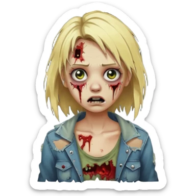 girl zombie with blonde hair sticker