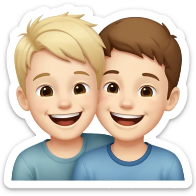 two boys laughing together, simple pose sticker