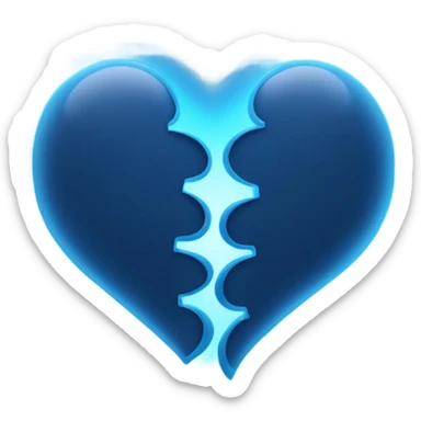 Blue glowing neon 2 halves of the heart sticker