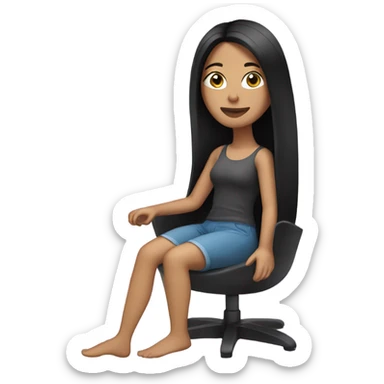 A brunette woman with long, straight and black hair relaxing sticker