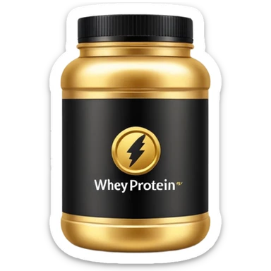 Whey protein jar in black colour and golden lable sticker
