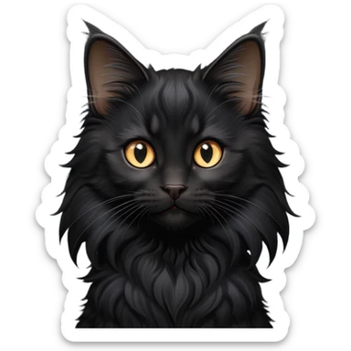 cinematic-black-maine-coon-kitten-portrait-emoji,-head-tilted-playfully-and-inquisitively,-sleek--black-fur,-simplified-yet-adorable-features,-highly-detailed,-glowing-with-a-warm,-friendly-glow  sticker