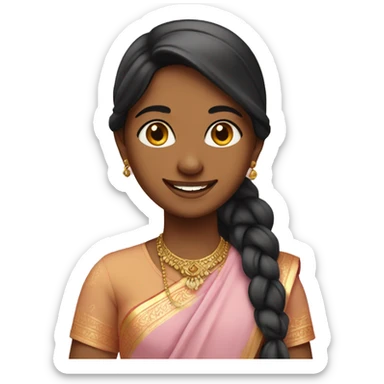 indian girl with light pink sari smiling  sticker