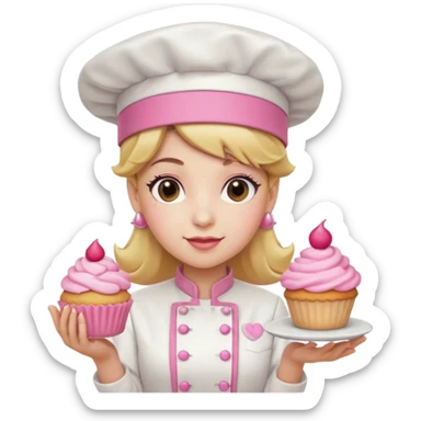 Pink chef hat princess peach with a hand sticker