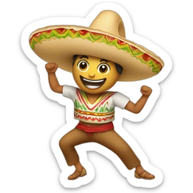 Happy mexican taco dancing sticker