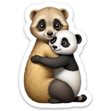 Meerkat hug a panda sticker