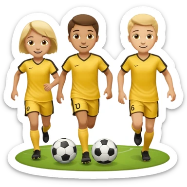 kids play soocer in yellow dress, boys sticker