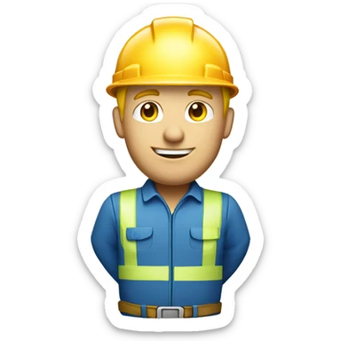 Blond Male construction worker wearing blue work wear sticker