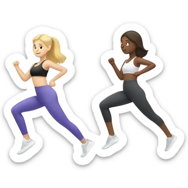 Two girls (blonde and brunette) excercising sticker
