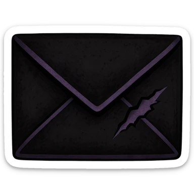 emo style black and purple envelope with a tear sticker
