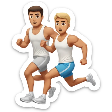 a muscular man afraid and running from his wife sticker