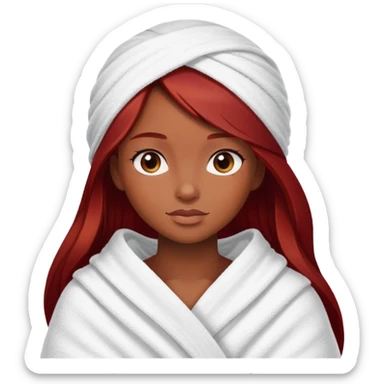 dark long red hair brown skin girl in towel sticker
