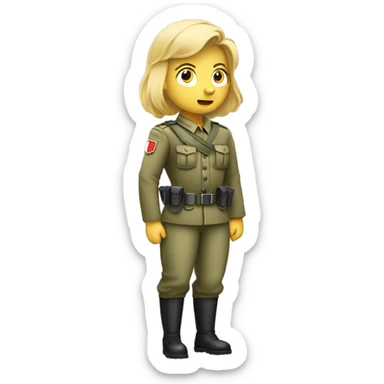Blonde army solider with upset stomach sticker