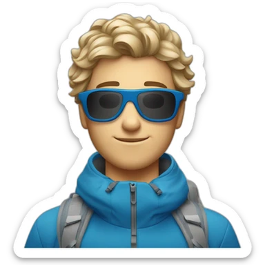 Un jeune homme blanc avec les cheveux bleus et des lunettes de ski sticker
