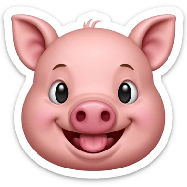 crée moi un emoji avec un cochon qui pleure de rire, tout rose  sticker