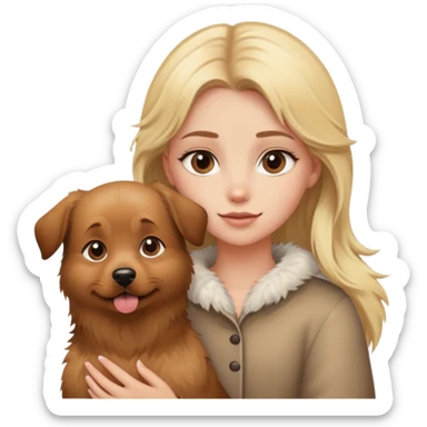 Blonde girl with brown dog  sticker