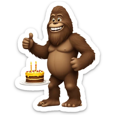 Bigfoot saying happy birthday  sticker