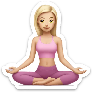 beautiful white girl doing yoga pink sticker