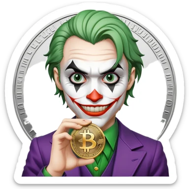 Joker with Cryptocurrency Logo Thin Coin sticker