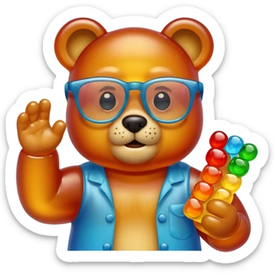 gummy bear with glassess, only head and arm sticker