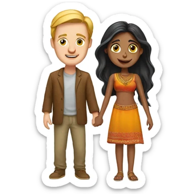 White guy and indian girlfriend sticker