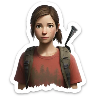 Ellie the last of us red t-shirt sticker