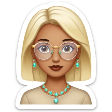 gem lover woman with gem accessories excessive amount gem glassess sticker