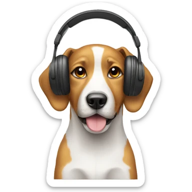 Dog with headphones  sticker