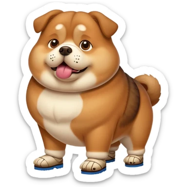 fat dog with shoes  sticker