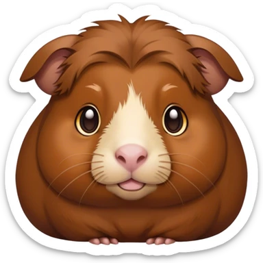 Cinematic Noble Brown Guinea Pig Portrait Emoji, Poised and regal, with a compact, chubby build and a soft, well-groomed rich brown coat, deep-set soulful dark eyes, Simplified yet sharp and sophisticated features, highly detailed, glowing with a warm, dignified glow, high shine, intelligent and charming, stylized with an air of gentle coziness, focused and attentive, soft glowing outline, capturing the essence of a watchful and confident little rodent, so majestic it feels as though it could scurry out of the screen with effortless authority! sticker