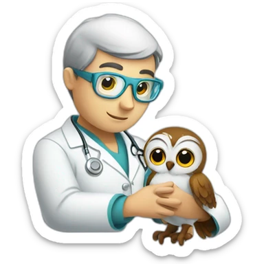 scientist-hugging-an-owl-in-hospital sticker