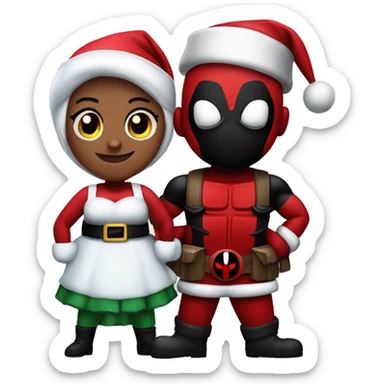 Deadpool as Santa and Wolverine as Mrs.Clause sticker