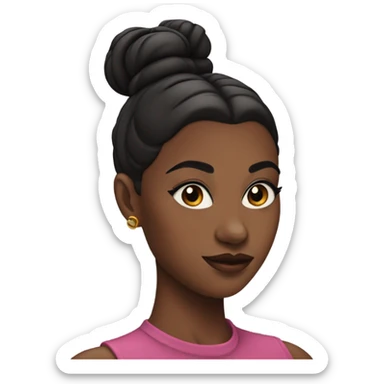 A black girl with 2 Buns and a slick back with 92i makeup sticker