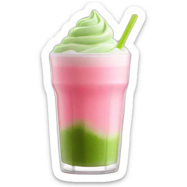 Pink drink with matcha foam sticker