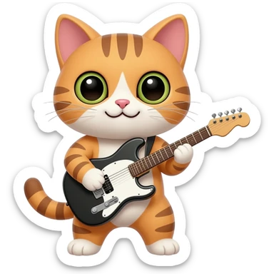 cat playing a guitar sticker