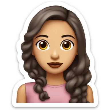 Chica pelinegra cabello medio largo piel morena clara ojos café oscuros con un labial rosita  sticker