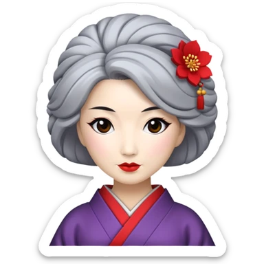 Geisha in her 40s with gray hair sticker