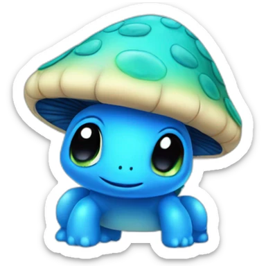Cute blue mushroom cap no stem turtle sticker