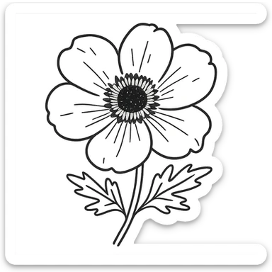 hand drawn anemone flower doodle sticker