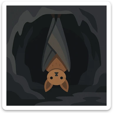 Flat design style bat in the cave sticker