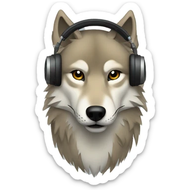 Wolf headphones minimalist sticker