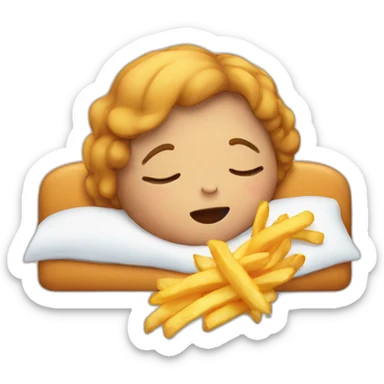 girl sleeping and she's dreaming she ate frenchfries sticker