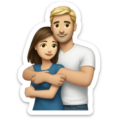caucasian man hugging brunette girl sticker